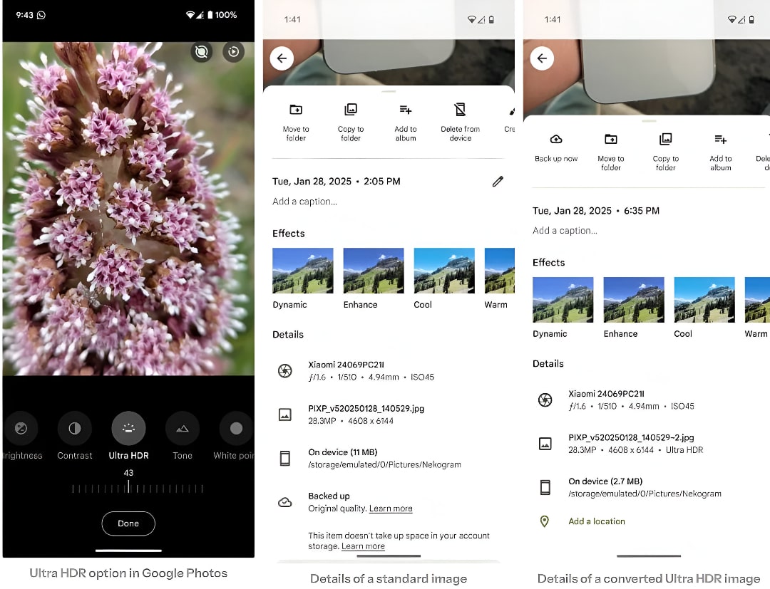 Google Photosは、ワンクリックのUltra HDR編集機能を起動します